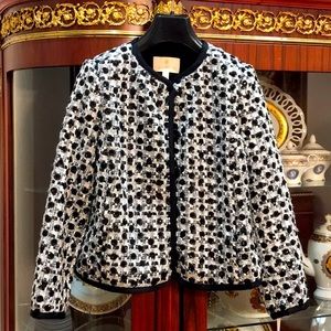 Etcetera Paris Boucle Tweed Sequined black white Blazer Jacket Sz.2